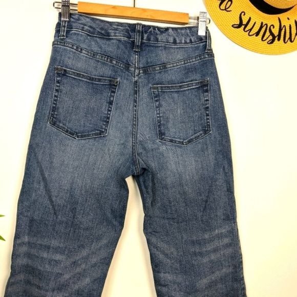 Daily Ritual Straight Leg Cropped Jeans 25 Button Fly Raw Hem Cutoff - Picture 7 of 13